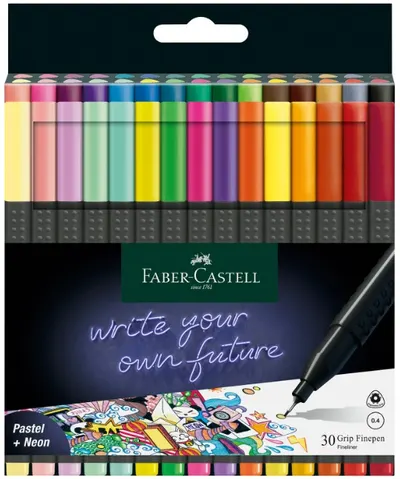 Faber-Castell Grip 0,4 mm, pastel și neon, 30 de culori
