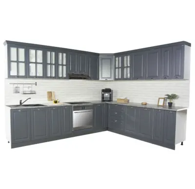 Set bucatarie SQUARE COLT 300x250 cm, 15 corpuri, blat termorezistent, fronturi MDF, antracit