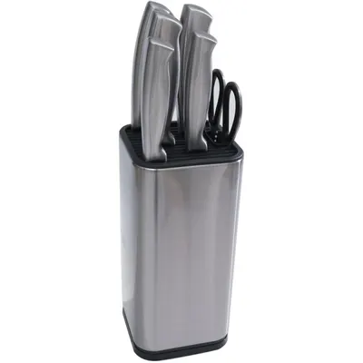 Cutite Bucatarie, Suport, Ascutitor, Foarfeca, Otel Inoxidabil, Plastic, 7 Bucati, Grunberg