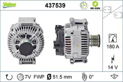 Alternator (14v, 180a) Potrivit Mercedes C T-Model (s203), C T-Model (s204), C (w203), C (w204), Clk (a209), Clk (c209), Cls (c218), E (a207), E (c207), E T-Model (s211) 2.0d-4.0d 09.03