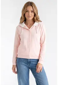 Cardigan cu gluga - decolteu in V - maneca lunga - croi petrecut lejer - lungime standard - M1370 - Roz