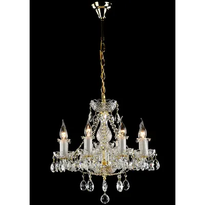 Candelabru Diamant Crystal Elegia,5 becuri dulie E14, 230V,D.44cm, H.42 cm,Auriu
