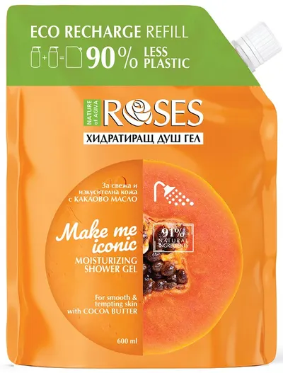 Nature of Agiva RosesGel de duș hidratant Make Me Iconic, umplutură , 600 ml