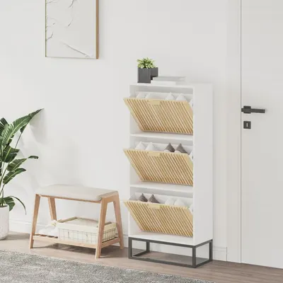 vidaXL Pantofar, alb, 52x25x120 cm, lemn prelucrat