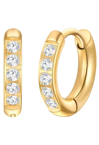 Cercei placati cu aur de 14K si cu zirconia - Auriu