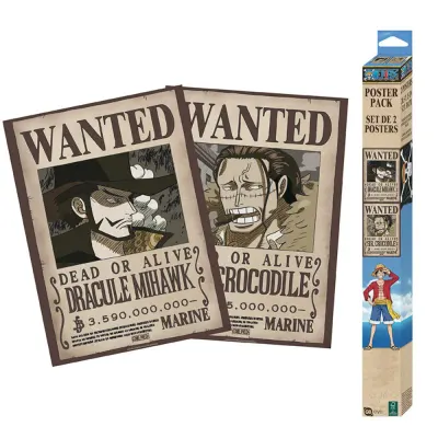 Set 2 Postere Chibi One Piece - 52x38 - Wanted Mihawk & Crocodile