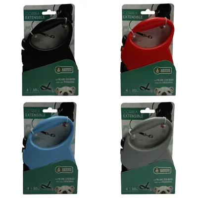 Lesa retractabila Yommy, neagra, lungime 4 m, pentru caini cu greutate de pana la 30 kg