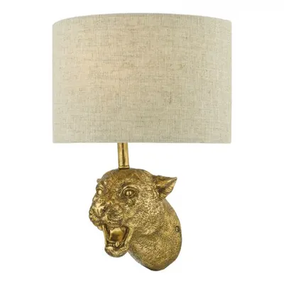 Aplica Ruri Leopard Wall Light Gold With Shade