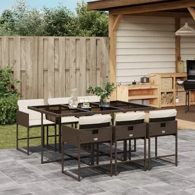 Gossi set mobilier de gradina cu perne, 7 piese, maro, poliratan