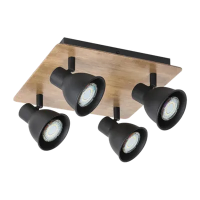 Riko Spot 4xgu10 Negru/lemn