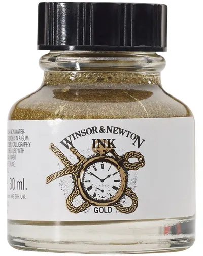 Cerneală de caligrafie Winsor & Newton - Auriu, 30 ml