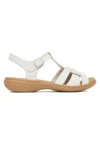 Sandale dama piele naturala - alb - catarama - confortabile - Alb