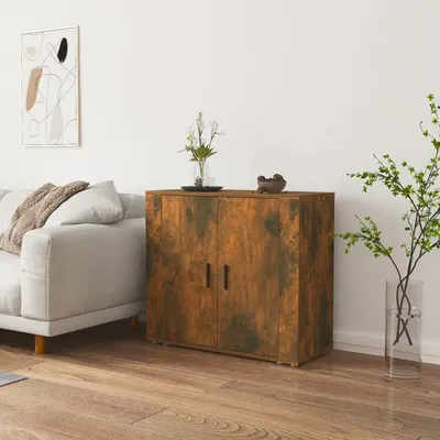 vidaXL Dulap, stejar fumuriu, 80x33x70 cm, lemn compozit