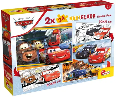 Puzzle cu două fețe Lisciani de colorat din 2 х 24 piese - Mașinile