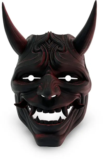 Print 3D de la 3D Morph Lab - Oni half, mască de față, neagră și roșie
