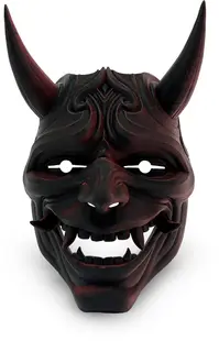 Print 3D de la 3D Morph Lab - Oni half, mască de față, neagră și roșie