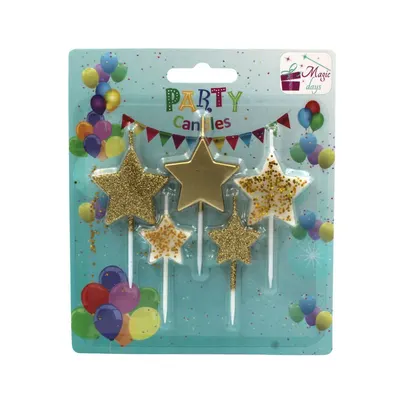 Set 5 lumânări party steluțe strălucitoare