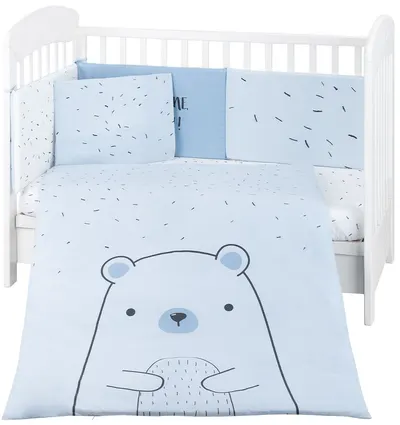 Set de dormit pentru bebelusi din 6 piese KikkaBoo - Bear with me, albastru, 70 x 140 cm