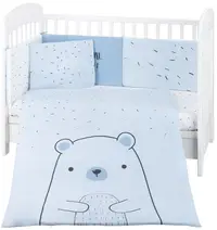 Set de dormit pentru bebelusi din 6 piese KikkaBoo - Bear with me, albastru, 70 x 140 cm