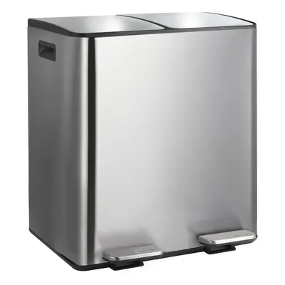 Coș de gunoi argintiu mat pentru reciclare/cu pedală 2x20 l din oțel Aliya – Spirella