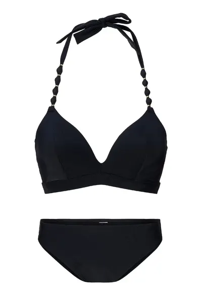 Costum de baie din doua piese cu model uni - Negru