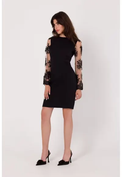 Rochie cu maneci dantela - - Negru