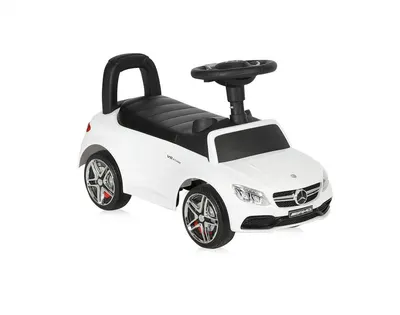 Masinuta copii fara pedale Mercedes Coupe White cu muzica si sunete, spatiu pentru depozitarea jucariilor, spatar inalt, protectie impotriva rasturnarii, inaltime de la sol la sezut 24 cm