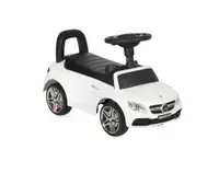 Masinuta copii fara pedale Mercedes Coupe White cu muzica si sunete, spatiu pentru depozitarea jucariilor, spatar inalt, protectie impotriva rasturnarii, inaltime de la sol la sezut 24 cm