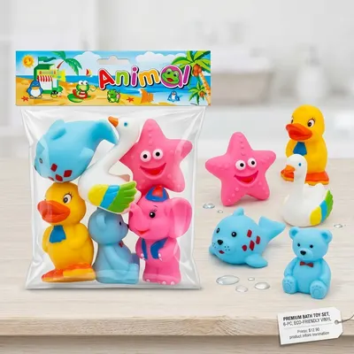 Set jucării de baie din cauciuc pentru bebeluși Animal, Piuitoare multicolore, 6 piese 6511110025196 (copie) Engros
