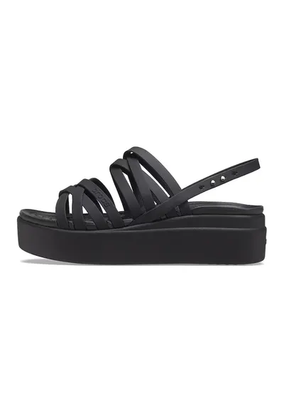 Sandale wedge cu logo Brooklyn - Negru