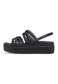 Sandale wedge cu logo Brooklyn - Negru