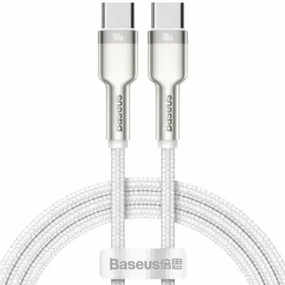 Cablu Baseus - CATJK-C02, USB-C/USB-C, 1 m, alb
