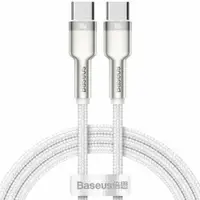 Cablu Baseus - CATJK-C02, USB-C/USB-C, 1 m, alb