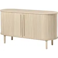 Comodă în culoare naturală cu aspect de lemn de stejar cu ușă glisantă 140x76x45 cm Meta – Unique Furniture
