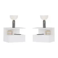 Set 2 Noptiere suspendate Kabi, 1 Usa, Alb, 45 x 30 x 34 cm