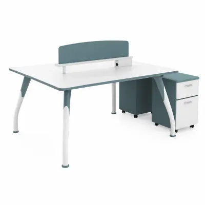 Birou operational SoftLine, cu sertare mobile, 2 posturi - dimensiuni W1400*D1200*H750 mm