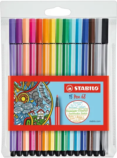 Set carioci Stabilo Pen 68 - 15 culori