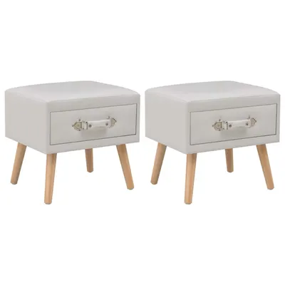 vidaXL Noptiere, 2 buc., alb, 40 x 35 x 40 cm, piele ecologică