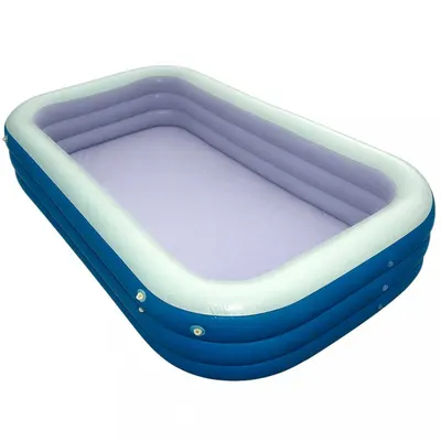 Piscina gonflabila de gradina pentru copii Ikonka BlueGreen, din PVC rezisten, cu tobogan, parasolar impermeabil, furtun de drenaj, capacitate 1028 L