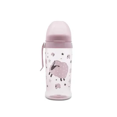 Biberon anticurgere cu clips si tetina lata, protejeaza gingiile, 6 luni+, 360 ml, My Friend Mellow Rose