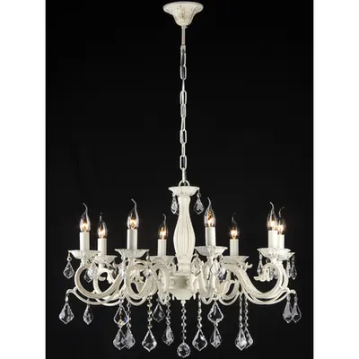 Candelabru Bronze ,8 becuri dulie E14, 230V,D.76cm, H.57 cm,Alb