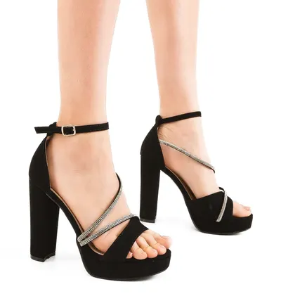 Sandale cu toc Poppy Negre