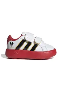 Pantofi sport Grand Court din piele ecologica cu imprimeu Mickey Mouse - Negru/Alb optic/Rosu vermillion