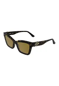 Ochelari de soare cat-eye cu detalii monograma - Maro inchis/Galben