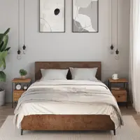 Gossi noptiere, 2 buc., stejar artizanal, 34x36x50 cm, lemn prelucrat