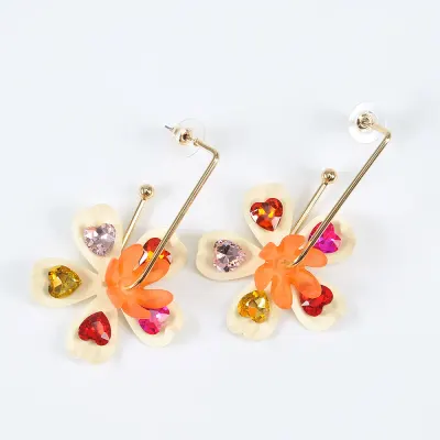 Cercei forma floare cu pietre multicolore