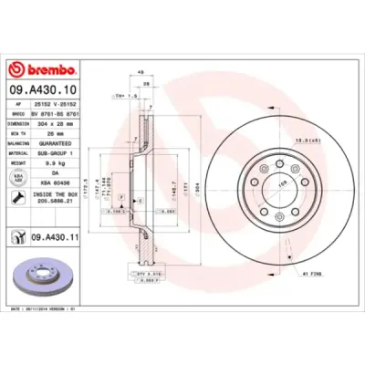 Disc frana BREMBO 09.A430.11