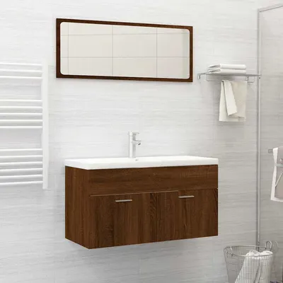 vidaXL Set mobilier de baie, 2 piese, stejar maro, lemn prelucrat