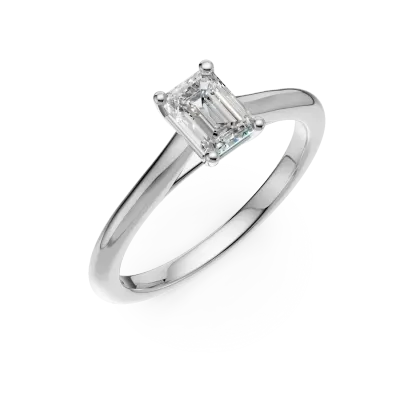 Inel de logodna din platina cu un diamant emerald solitaire de 0.6ct