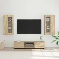 vidaXL Set comodă TV FLORIN 3 buc. Stejar Sonoma Lemn prelucrat